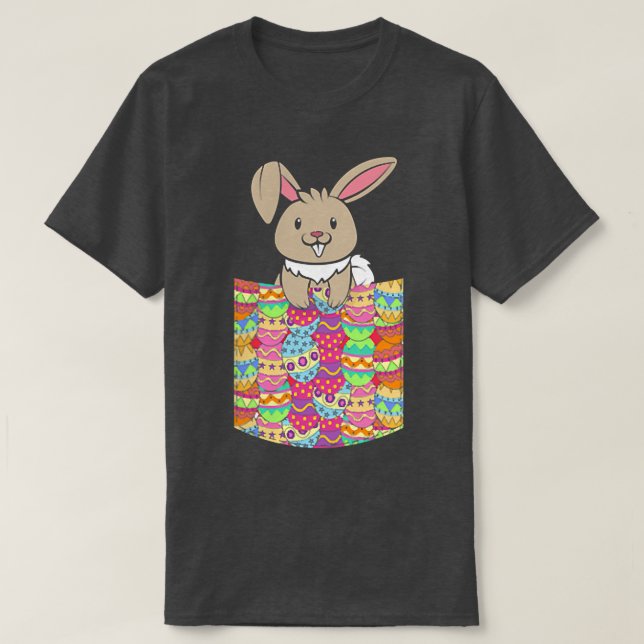 Camiseta Easter Holiday Easter Eggs Cute Pocket Rabbit Happ (Diseño del anverso)
