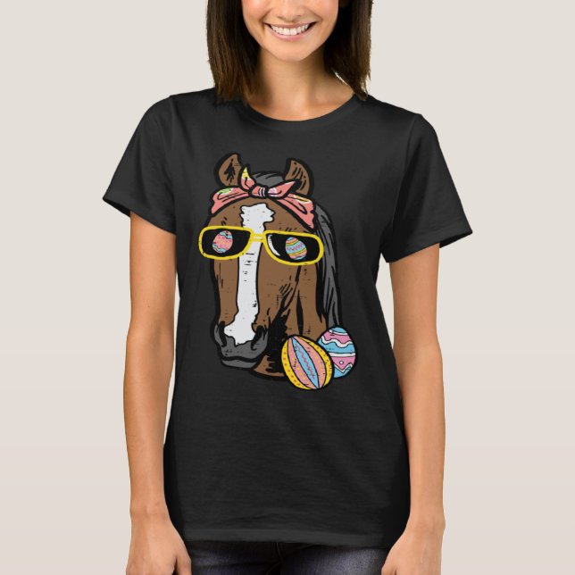Camiseta Easter Horse Face Cowgirl Equestrian Women Girls K (Anverso)