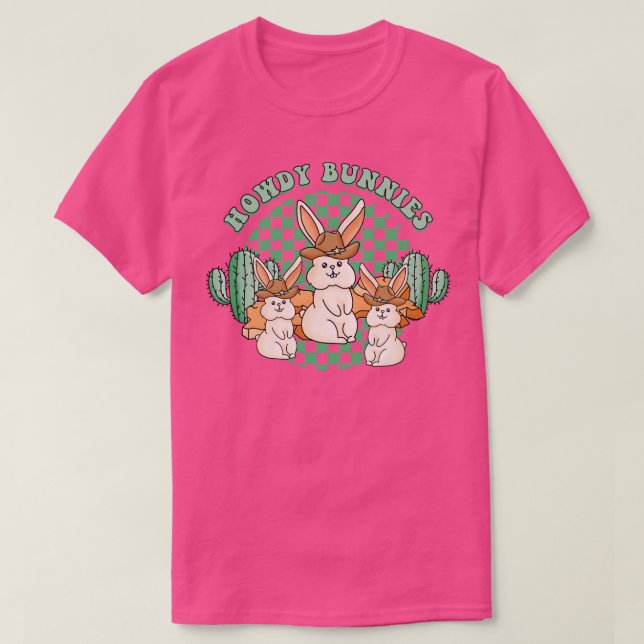 Camiseta Easter Howdy Bunnies Cowgirl Cowboy Country Wester (Diseño del anverso)