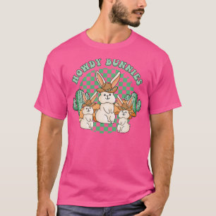 Camiseta Easter Howdy Bunnies Cowgirl Cowboy Country Wester