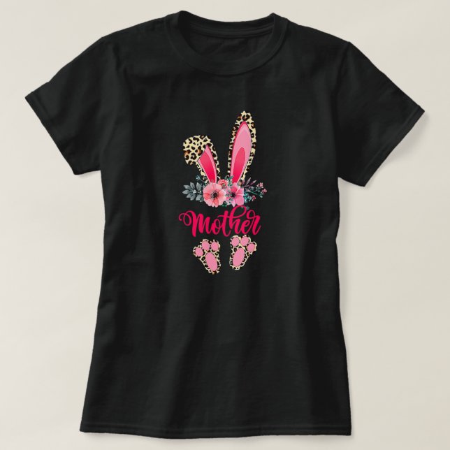 Camiseta Easter Mothers Day Mother Leopard Bunny Rabbit (Diseño del anverso)