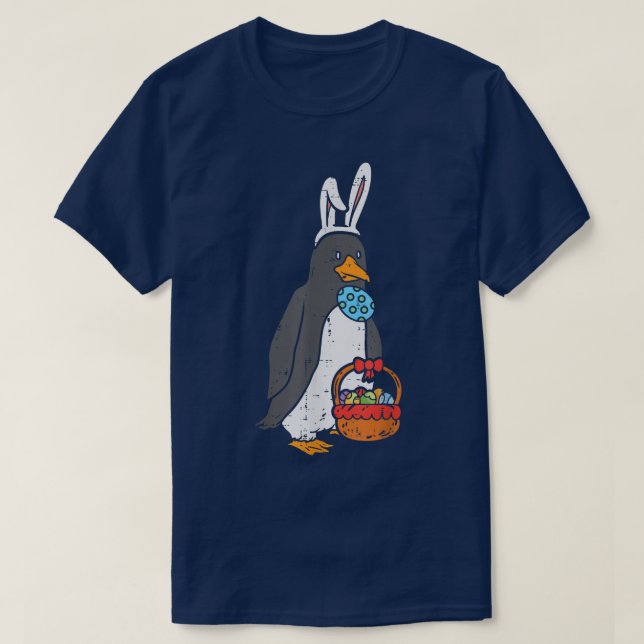 Camiseta Easter Pingüino Bunny Eggys Cesta de Animales Cuto (Diseño del anverso)