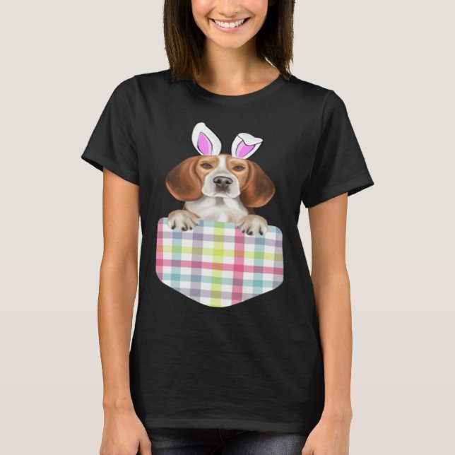 Camiseta Easter Plaid Beagle Bunny Dog In Pocket (Anverso)