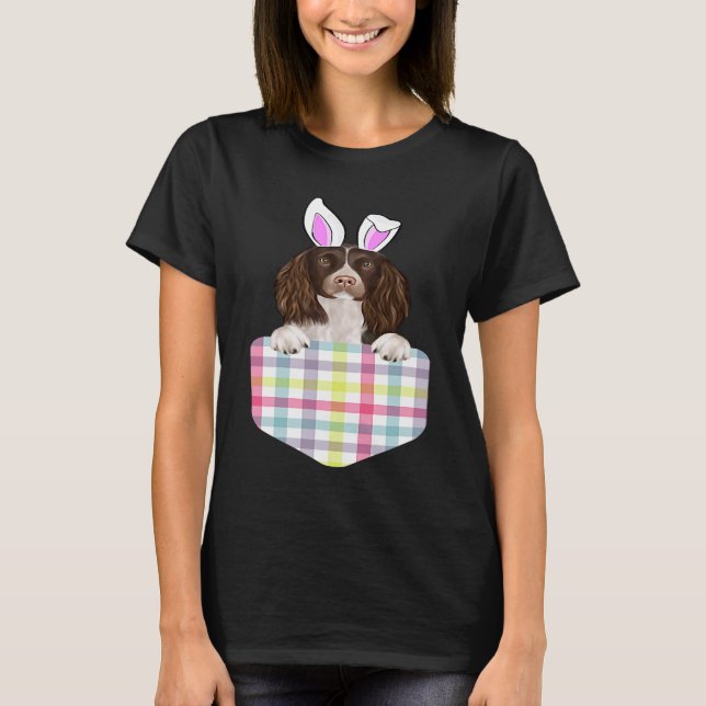Camiseta Easter Plaid English Springer Spaniel Bunny Dog In (Anverso)