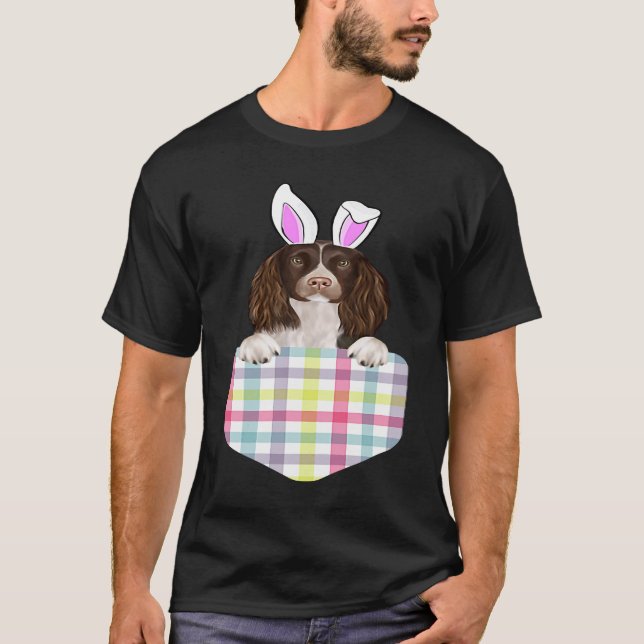 Camiseta Easter Plaid English Springer Spaniel Bunny Dog In (Anverso)
