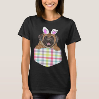 Camiseta Easter Plaid Mastiff Bunny Dog In Pocket