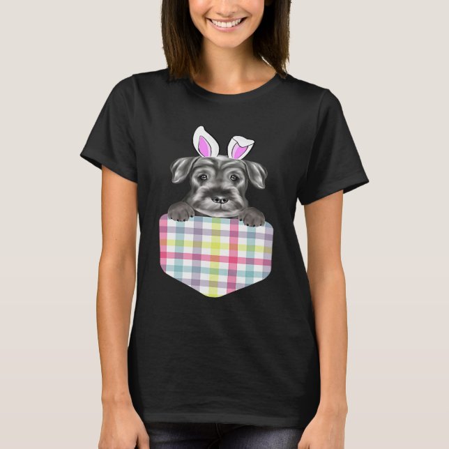 Camiseta Easter Plaid Standard Schnauzer Bunny Dog In Pocke (Anverso)