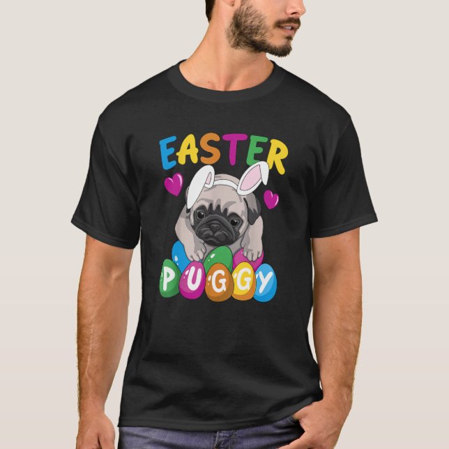 Camiseta Easter Puggy Cute Dog French Pug Easter Day Egg Hu (Anverso)