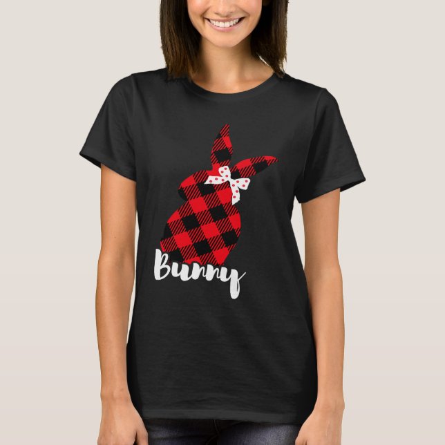 Camiseta Easter Red Plaid Rabbit Bunny arco lindo para las  (Anverso)