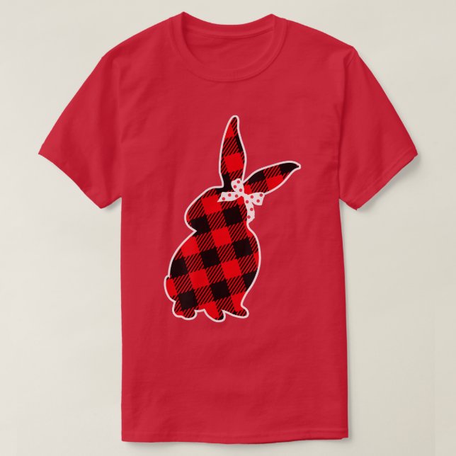 Camiseta Easter Red Plaid Rabbit Bunny arco lindo para las  (Diseño del anverso)