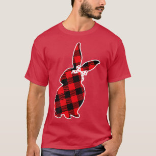 Camiseta Easter Red Plaid Rabbit Bunny arco lindo para las