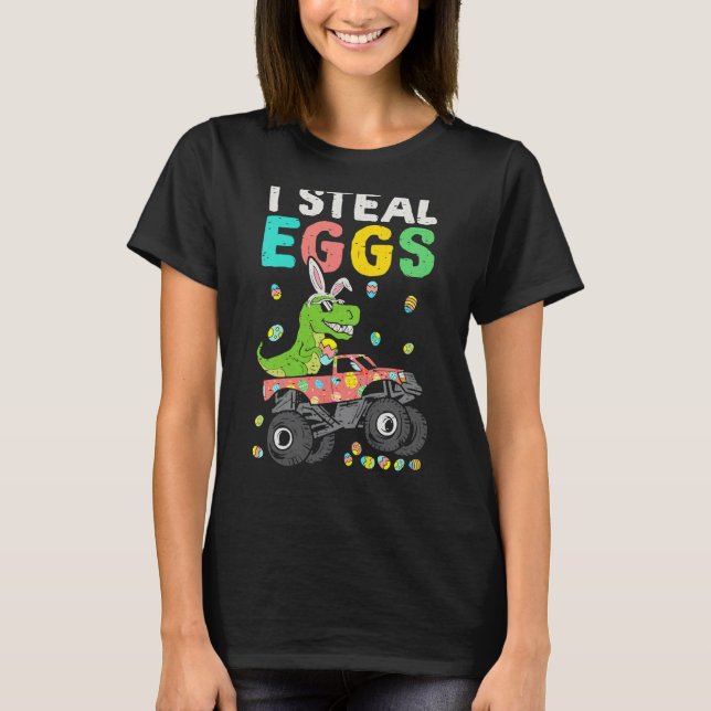 Camiseta Easter Rex Dinosaur Monster Truck Eggasaurus Boys  (Anverso)