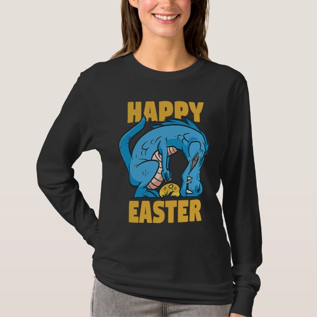 Camiseta Easter Rex tries to pick up Eggs  Grumpy Animal (Anverso)