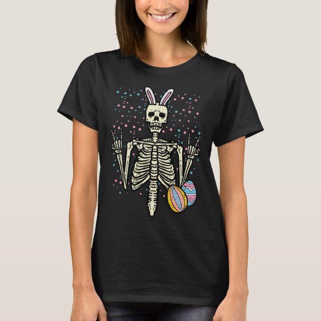 Camiseta Easter Rocker Skeleton Rock Hand Men Boys Toddler  (Anverso)