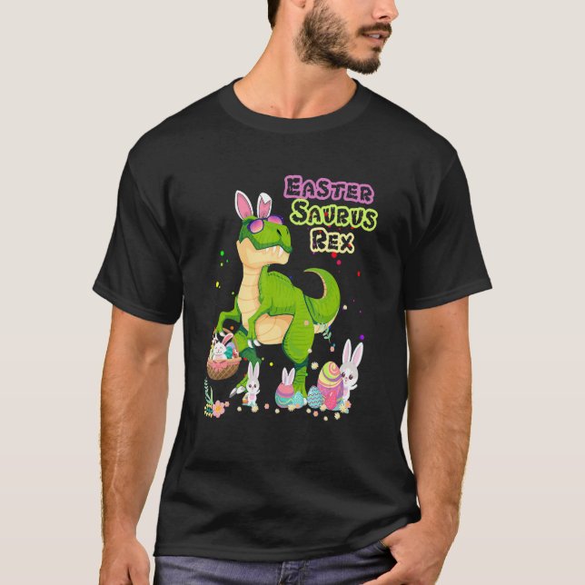 Camiseta Easter Saurus Rex Dinosaur Rex Bunny Basket Eggs E (Anverso)