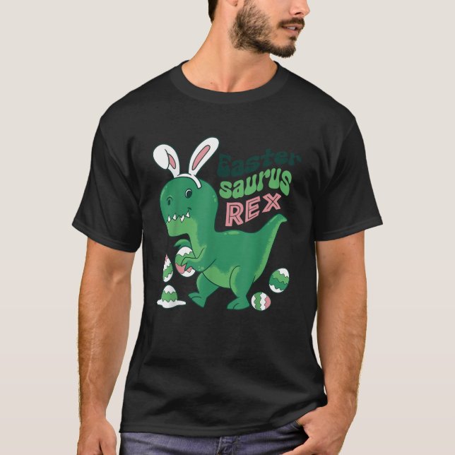 Camiseta Easter Saurus Rex Eggs Bunny T Rex Dinosaur Boys G (Anverso)