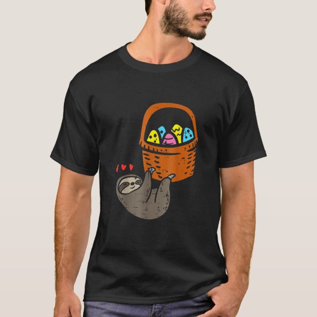 Camiseta Easter Sloth Hanging Egg Basket Animal (Anverso)