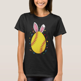 Camiseta Easter Softball Ball Egg Bunny Ears Player Boys