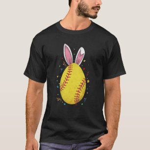 Camiseta Easter Softball Ball Egg Bunny Ears Player Boys