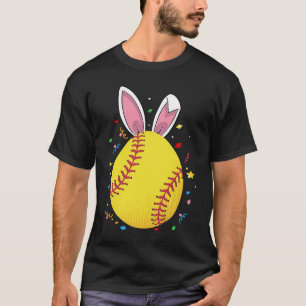 Camiseta Easter Softball Ball Egg Bunny Ears Player Boys