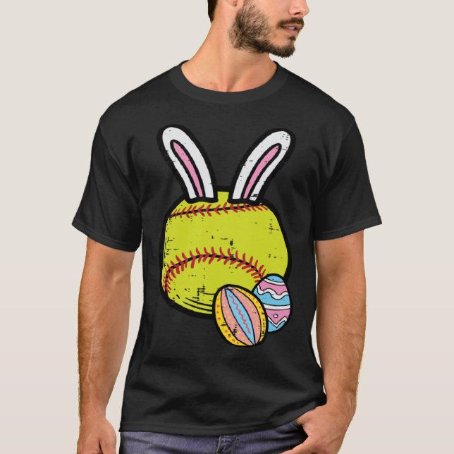 Camiseta Easter Softball Bunny Sports Player Men Mom Women  (Anverso)