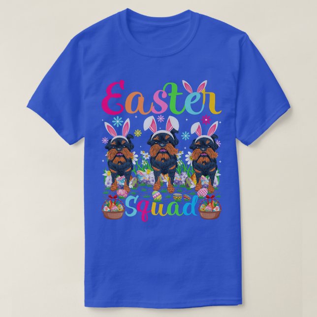 Camiseta Easter Squad Bunny Ear Brussels Griffon Dog Happy  (Diseño del anverso)