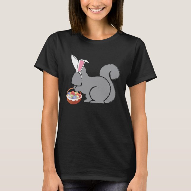 Camiseta Easter Squirrel  Bunny Basket Egg Hunting Spring (Anverso)