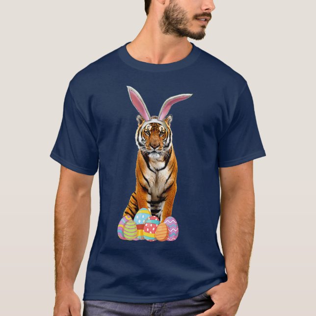 Camiseta Easter  Tiger Funny Bunny Ears  Eggs Tiger Gift (Anverso)