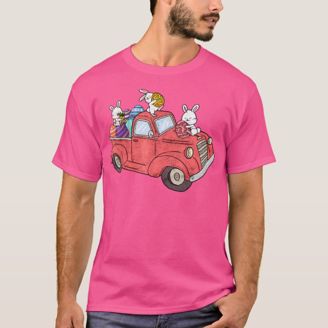Camiseta Easter Truck Bunny Eggs Red Truck Egg Hunt Season (Anverso)