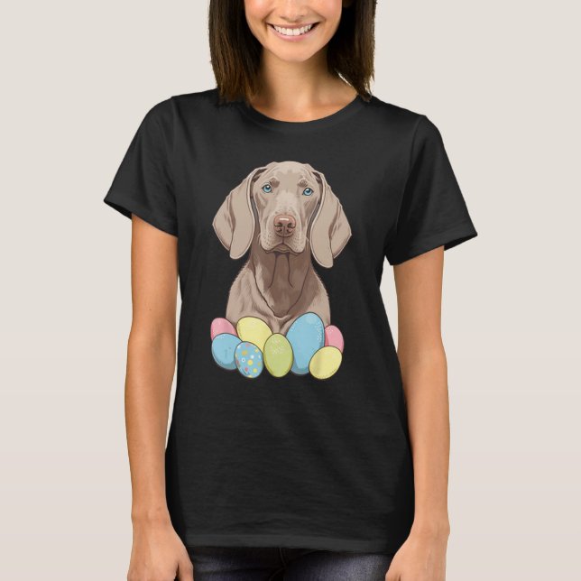 Camiseta Easter Weimaraner Bunny Eggs Dog on Easter Weimara (Anverso)