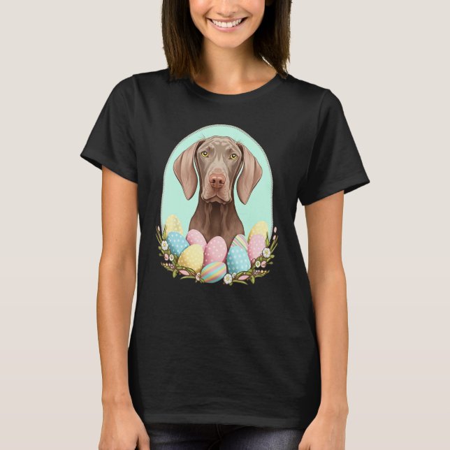 Camiseta Easter Weimaraner Bunny Eggs Dog on Easter Weimara (Anverso)