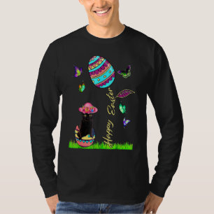 Camiseta Easter Women Lucky Black Cat Bunny Easter Bonnet G