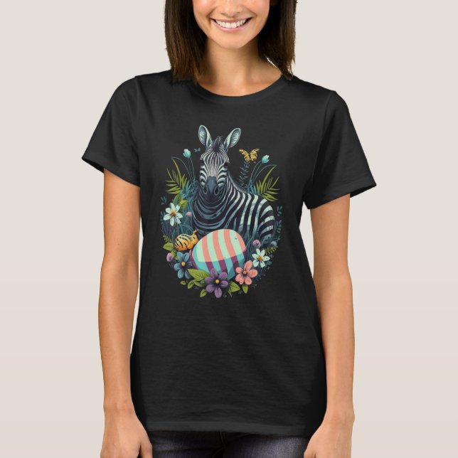 Camiseta Easter Zebra Bunny Eggs on Easter Zebra (Anverso)