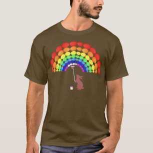 Camiseta Easterbunny pintando arco iris hecho de Pascua fel