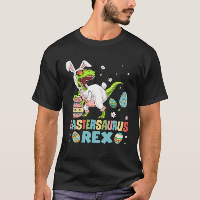 Camiseta Eastersaurus Rex Trex Easter Bunny Dino Boys Kids  (Anverso)