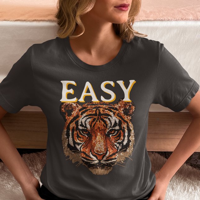 Camiseta Easy Tiger Portrait Faux Sequin look Trendy (Subido por el creador)