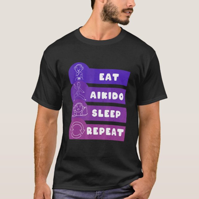 Camiseta Eat Aikido Sleep Repeat (Anverso)
