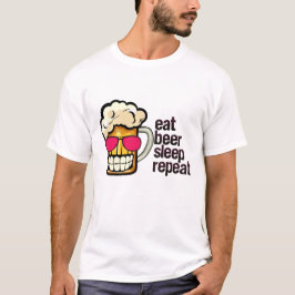 Camiseta eat beer sleep repeat biere alcool humour apero mo