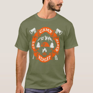 Camiseta Eat Camp Sleep Repetir Incendio Cruzado Ejes Natur