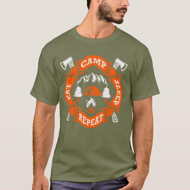 Camiseta Eat Camp Sleep Repetir Incendio Cruzado Ejes Natur (Anverso)