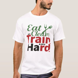 Camiseta Eat Clean Train Hard Fitness Motivation T-Shirt Gi