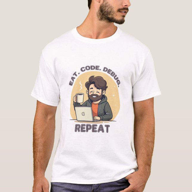 Camiseta Eat Code Debug Repeat | Funny Programmer T shirt (Anverso)