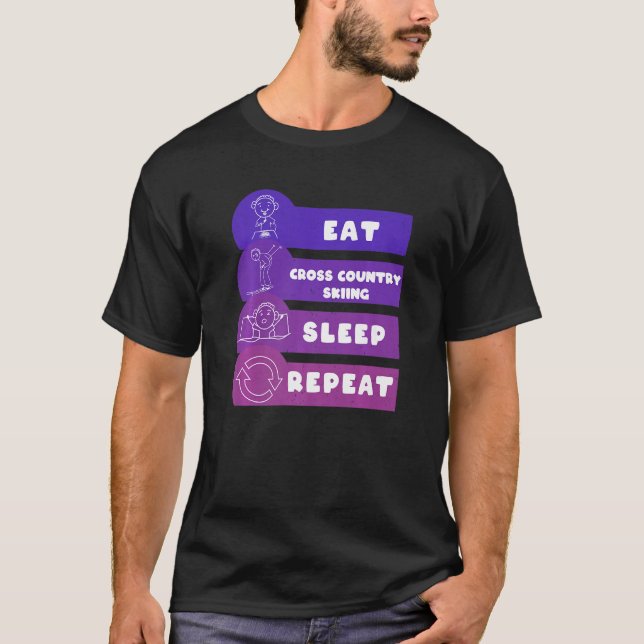 Camiseta Eat Cross Country Skiing Sleep Repeat  (Anverso)