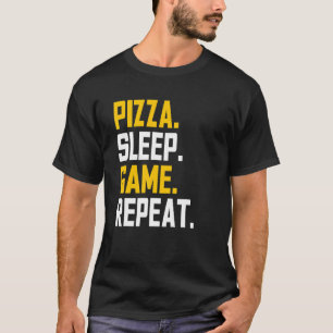 Camiseta Eat Pizza Sleep Game Repetir Gracioso Video Gamer