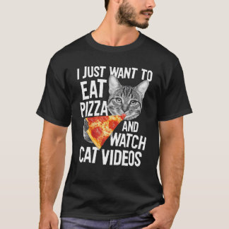 Camiseta Eat Pizza Watch Cat Videos Divertidos Gráfico de c