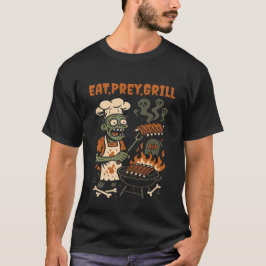 Camiseta Eat Prey Grill Zombie Skeleton BBQ Pitmaster Joke