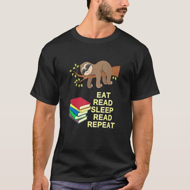 Camiseta Eat Read Sleep Read Repetir el programa de lectura (Anverso)