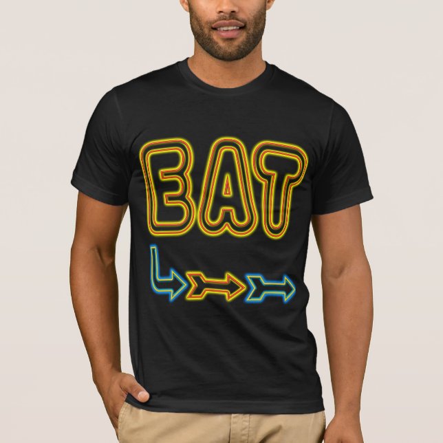 Camiseta Eat Retro Neon Rótulo Art (Anverso)