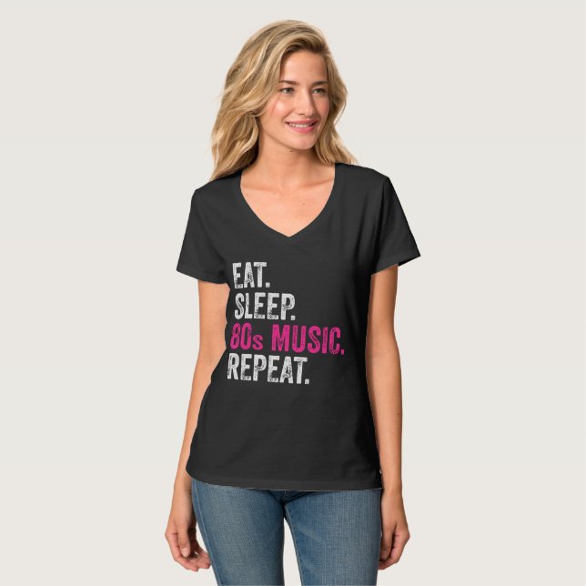 Camiseta Eat Sleep 80 Music Repeat T-Shirt (Anverso completo)