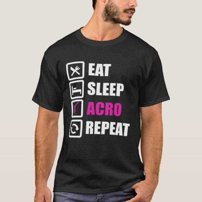 Camiseta Eat Sleep Acro Repeat for Gymnastics (Anverso)
